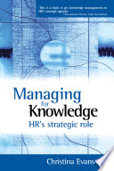 Cover of Managing for knowledge